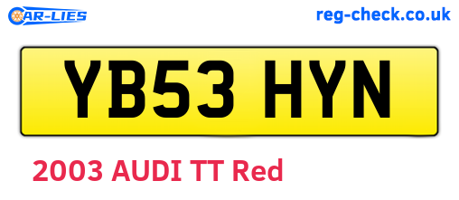 YB53HYN are the vehicle registration plates.