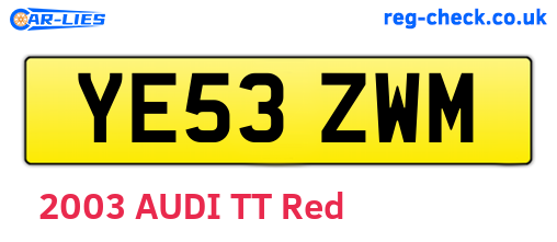 YE53ZWM are the vehicle registration plates.