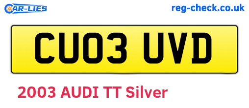 CU03UVD are the vehicle registration plates.