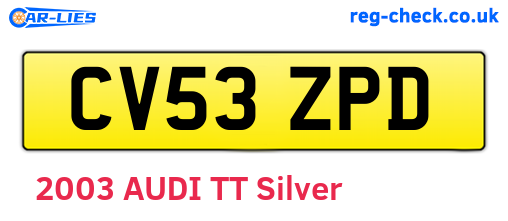 CV53ZPD are the vehicle registration plates.