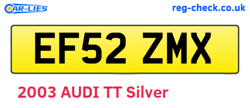 EF52ZMX are the vehicle registration plates.