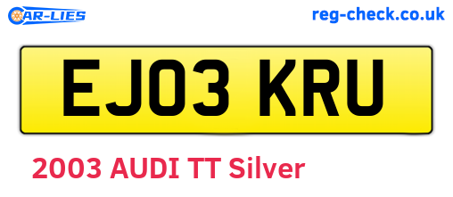 EJ03KRU are the vehicle registration plates.
