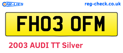 FH03OFM are the vehicle registration plates.
