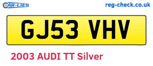 GJ53VHV are the vehicle registration plates.