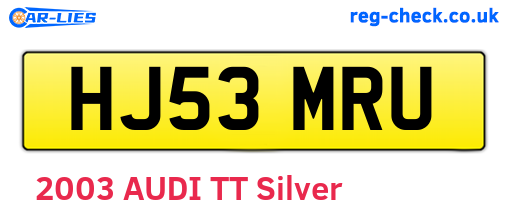 HJ53MRU are the vehicle registration plates.