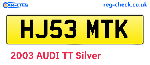 HJ53MTK are the vehicle registration plates.