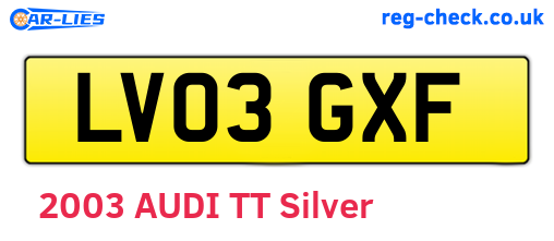 LV03GXF are the vehicle registration plates.