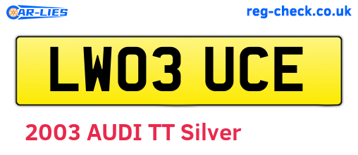 LW03UCE are the vehicle registration plates.