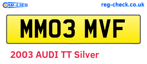 MM03MVF are the vehicle registration plates.