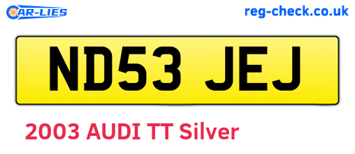 ND53JEJ are the vehicle registration plates.