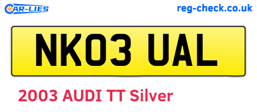 NK03UAL are the vehicle registration plates.