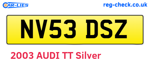 NV53DSZ are the vehicle registration plates.