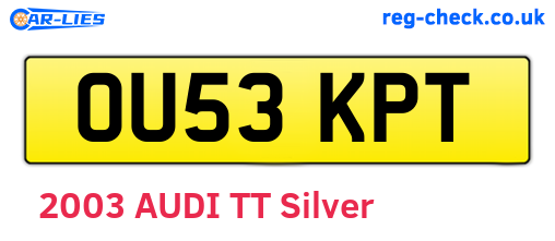 OU53KPT are the vehicle registration plates.