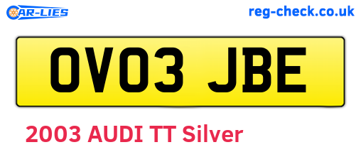 OV03JBE are the vehicle registration plates.