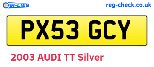 PX53GCY are the vehicle registration plates.
