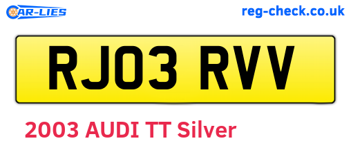 RJ03RVV are the vehicle registration plates.