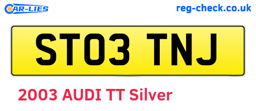 ST03TNJ are the vehicle registration plates.