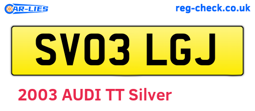 SV03LGJ are the vehicle registration plates.