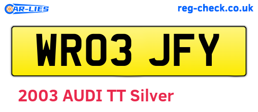 WR03JFY are the vehicle registration plates.