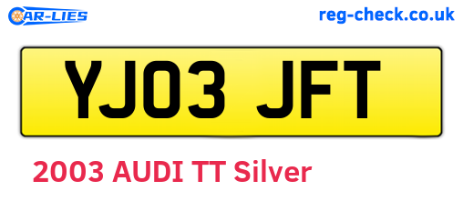 YJ03JFT are the vehicle registration plates.