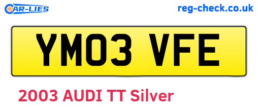 YM03VFE are the vehicle registration plates.