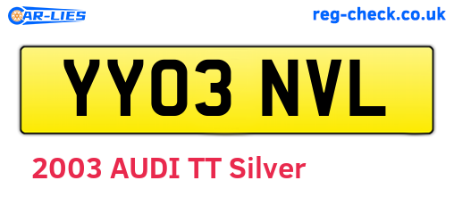 YY03NVL are the vehicle registration plates.