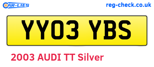 YY03YBS are the vehicle registration plates.