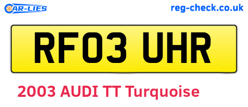 RF03UHR are the vehicle registration plates.