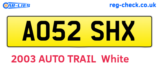AO52SHX are the vehicle registration plates.