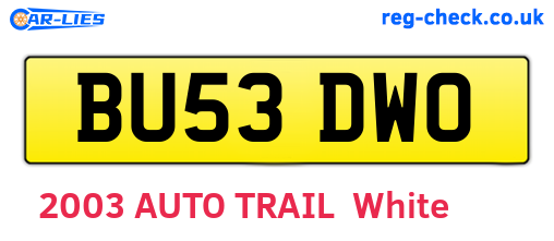 BU53DWO are the vehicle registration plates.