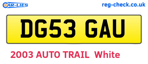 DG53GAU are the vehicle registration plates.