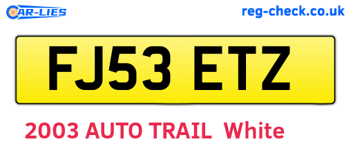 FJ53ETZ are the vehicle registration plates.