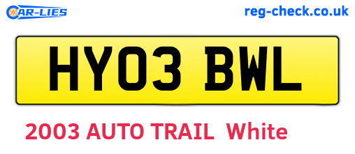 HY03BWL are the vehicle registration plates.