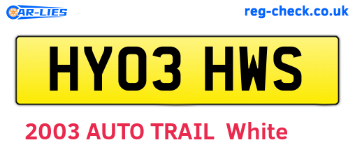HY03HWS are the vehicle registration plates.