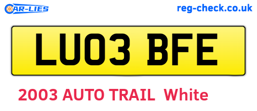 LU03BFE are the vehicle registration plates.