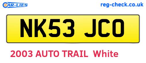NK53JCO are the vehicle registration plates.