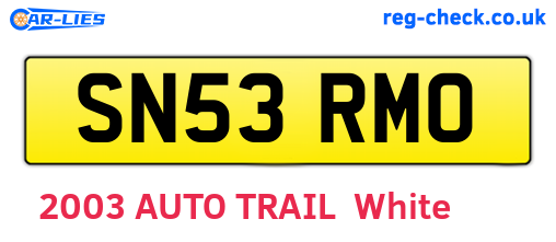 SN53RMO are the vehicle registration plates.