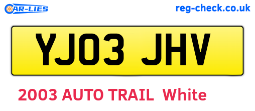 YJ03JHV are the vehicle registration plates.