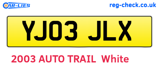 YJ03JLX are the vehicle registration plates.