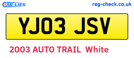 YJ03JSV are the vehicle registration plates.