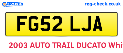 FG52LJA are the vehicle registration plates.