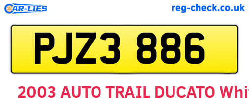 PJZ3886 are the vehicle registration plates.