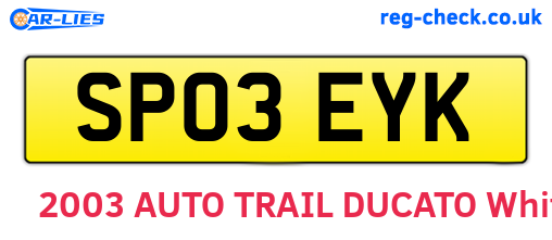 SP03EYK are the vehicle registration plates.