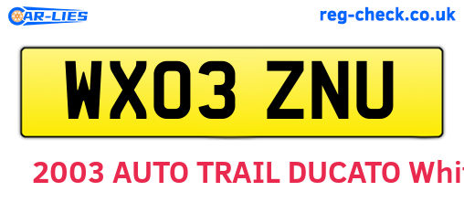 WX03ZNU are the vehicle registration plates.