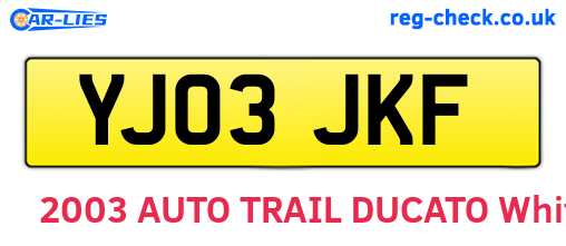 YJ03JKF are the vehicle registration plates.