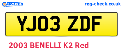 YJ03ZDF are the vehicle registration plates.