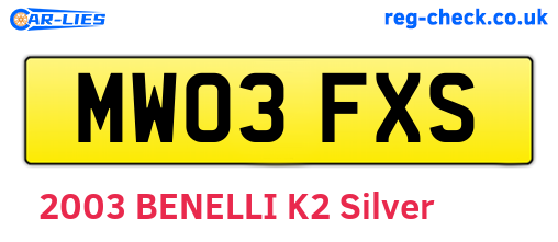 MW03FXS are the vehicle registration plates.