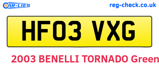 HF03VXG are the vehicle registration plates.