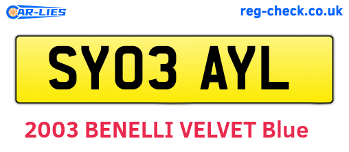 SY03AYL are the vehicle registration plates.