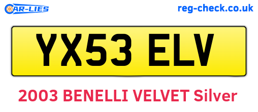 YX53ELV are the vehicle registration plates.